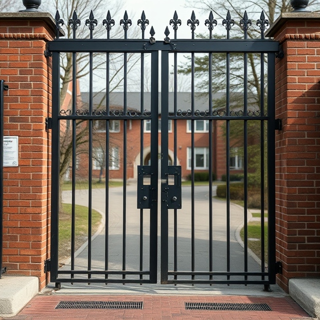 Di image show closed school gate, wey dey symbolize di new law wey no go allow pikin under 18 years enter university for Nigeria. AI-Generated Image.