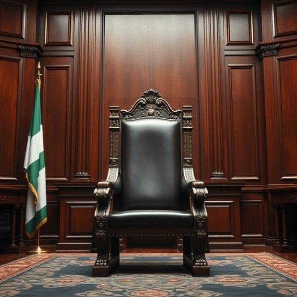 Di image show Chief Justice seat, wey dey symbolize authority and leadership, but no be Kudirat Kekere-Ekun own. AI-Generated Image.