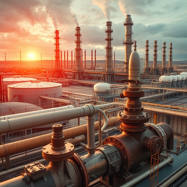 Di image show refinery equipment, wey dey illustrate NNPCL new plans for Warri and Kaduna refineries. AI-Generated Image.